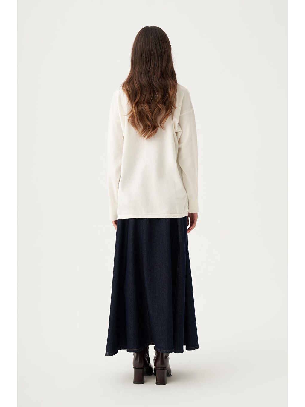 Ekru-Yarım Balıkçı Yaka Triko Kazak-3