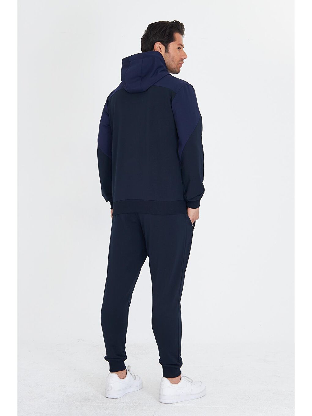 Erkek Pamuklu Kapüşonlu Eşofman Takımı Lacivert 5739-L-5