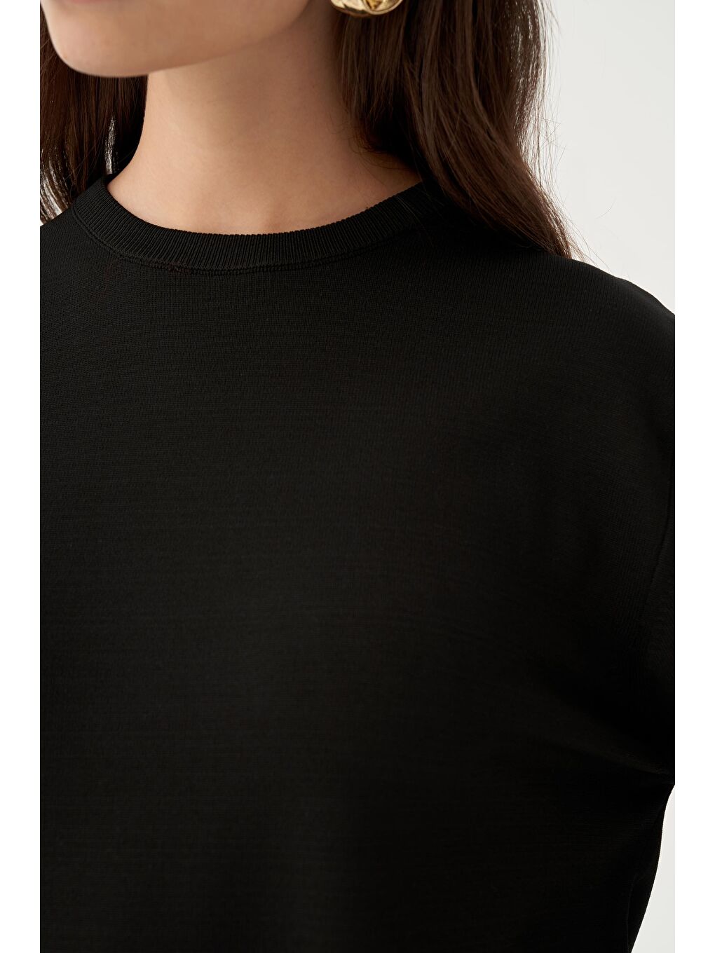 Siyah-Ribana Detaylı Kazak-4