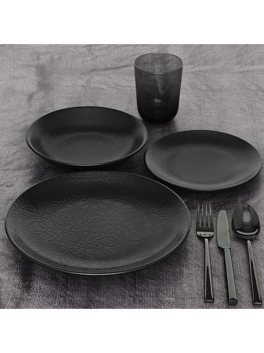 Ekru Ent Otel 27 cm Bone Servis Tabağı Siyah Mat