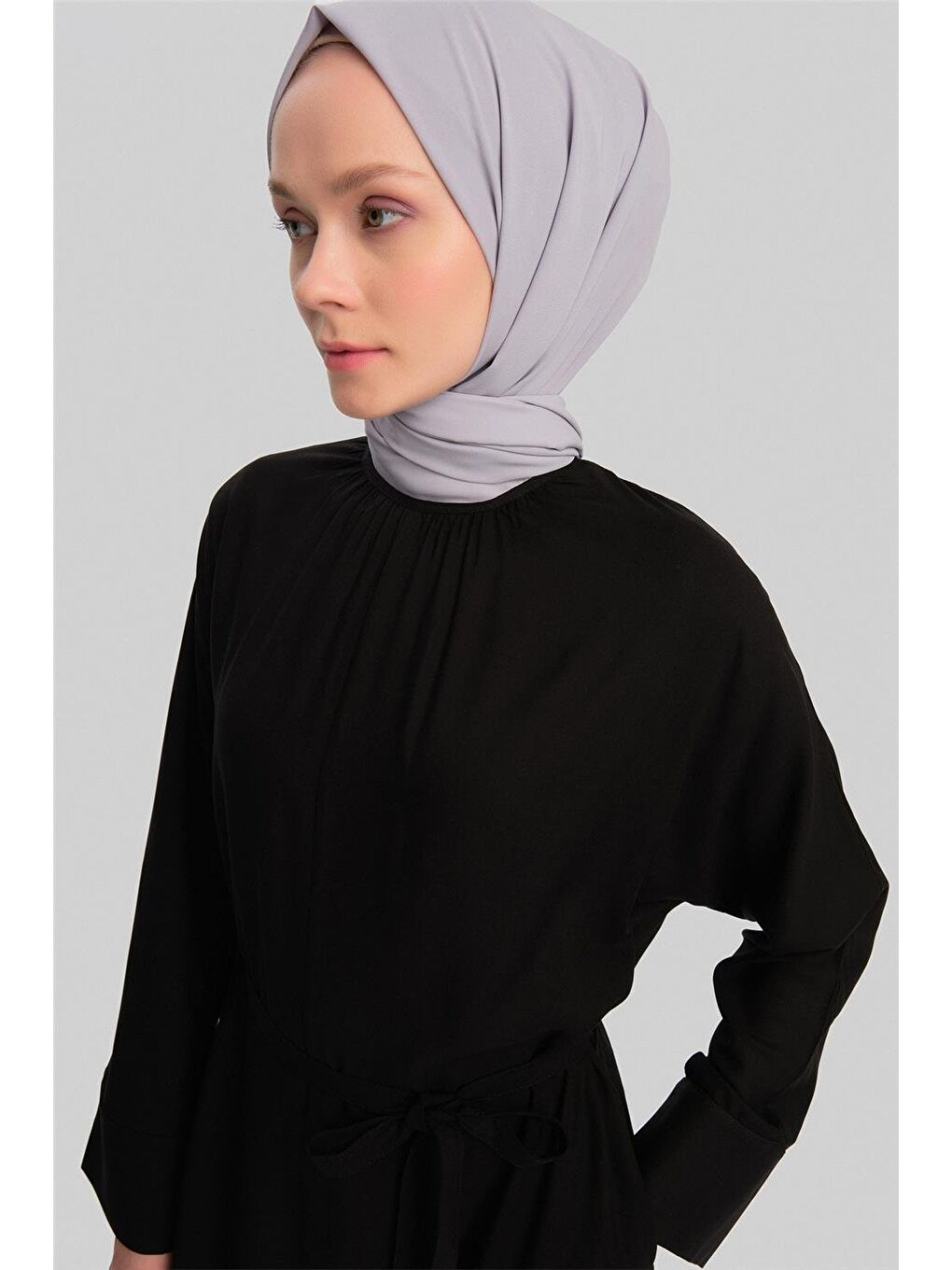 Kolu Bütün Viskon Lyocell Elbise 24Y9821 Siyah-3