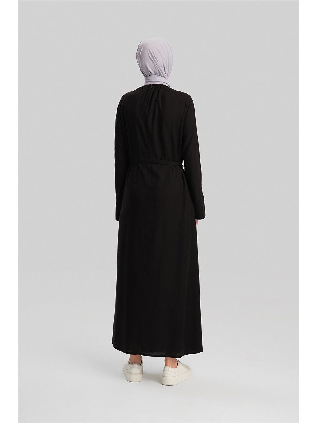 Kolu Bütün Viskon Lyocell Elbise 24Y9821 Siyah-5