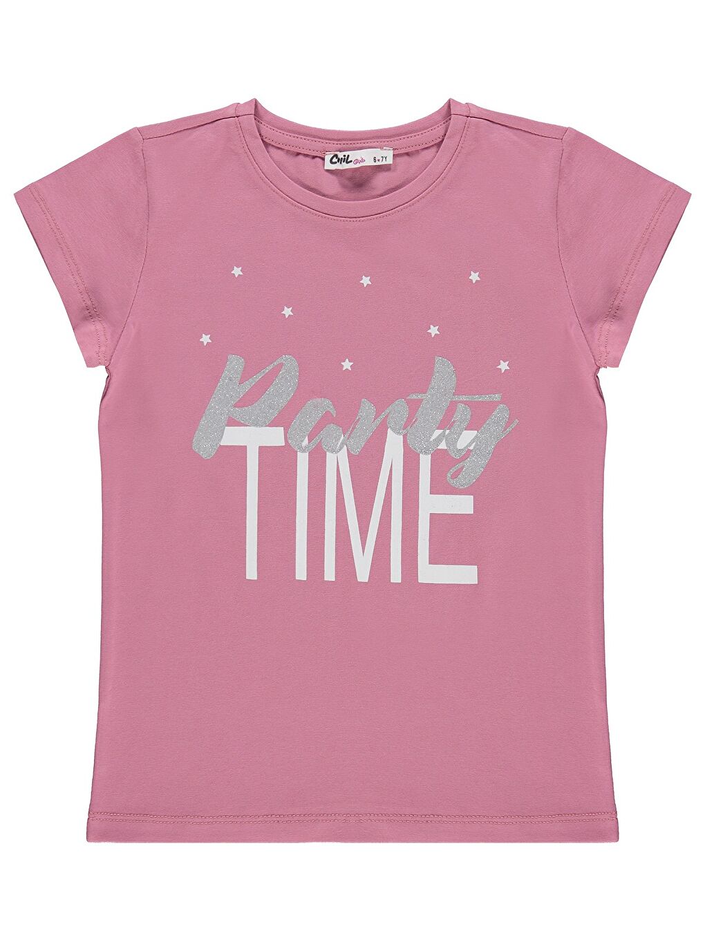 Girls Party Time Baskılı 6-9 Yaş Tişört - Pembe