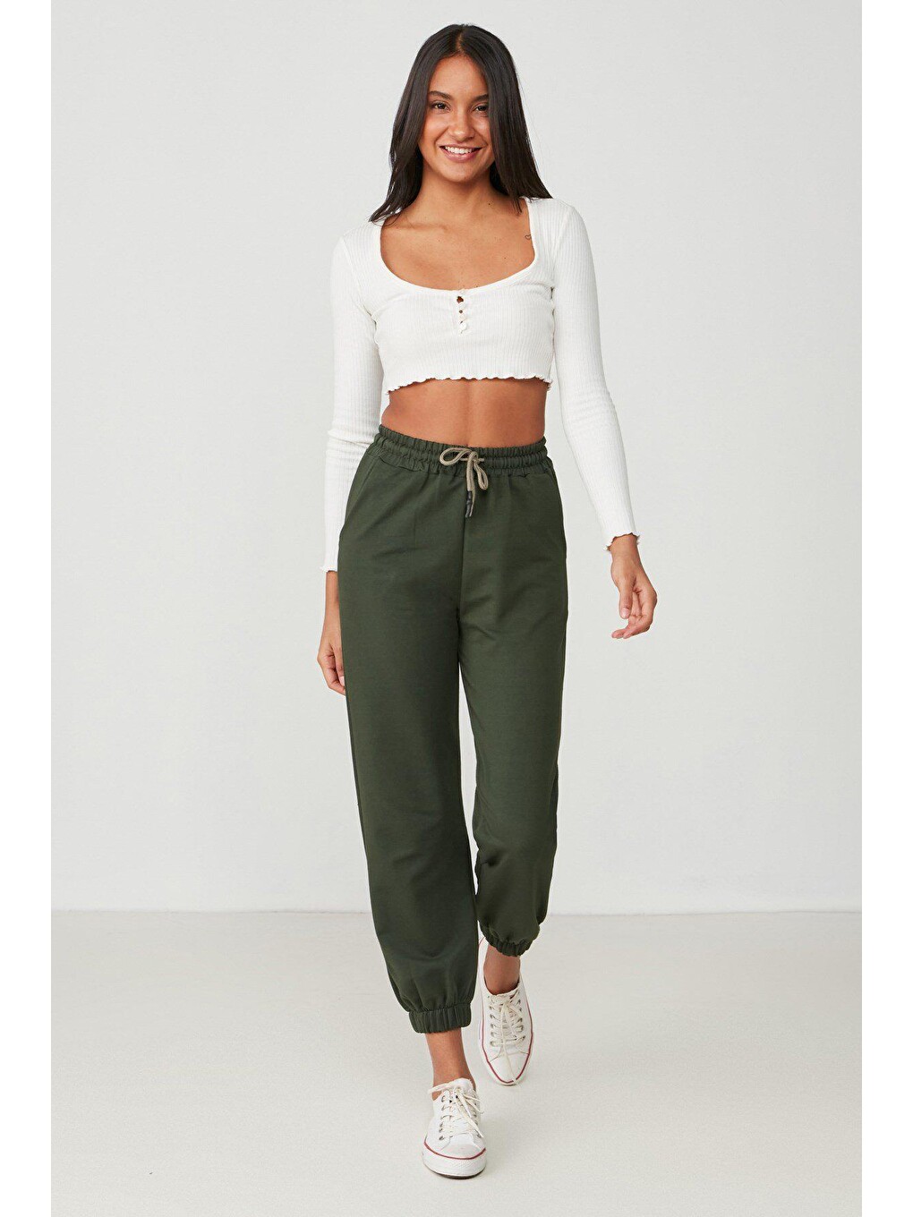 Jogger Lastikli Spor Eşofman Altı 737 Haki-1