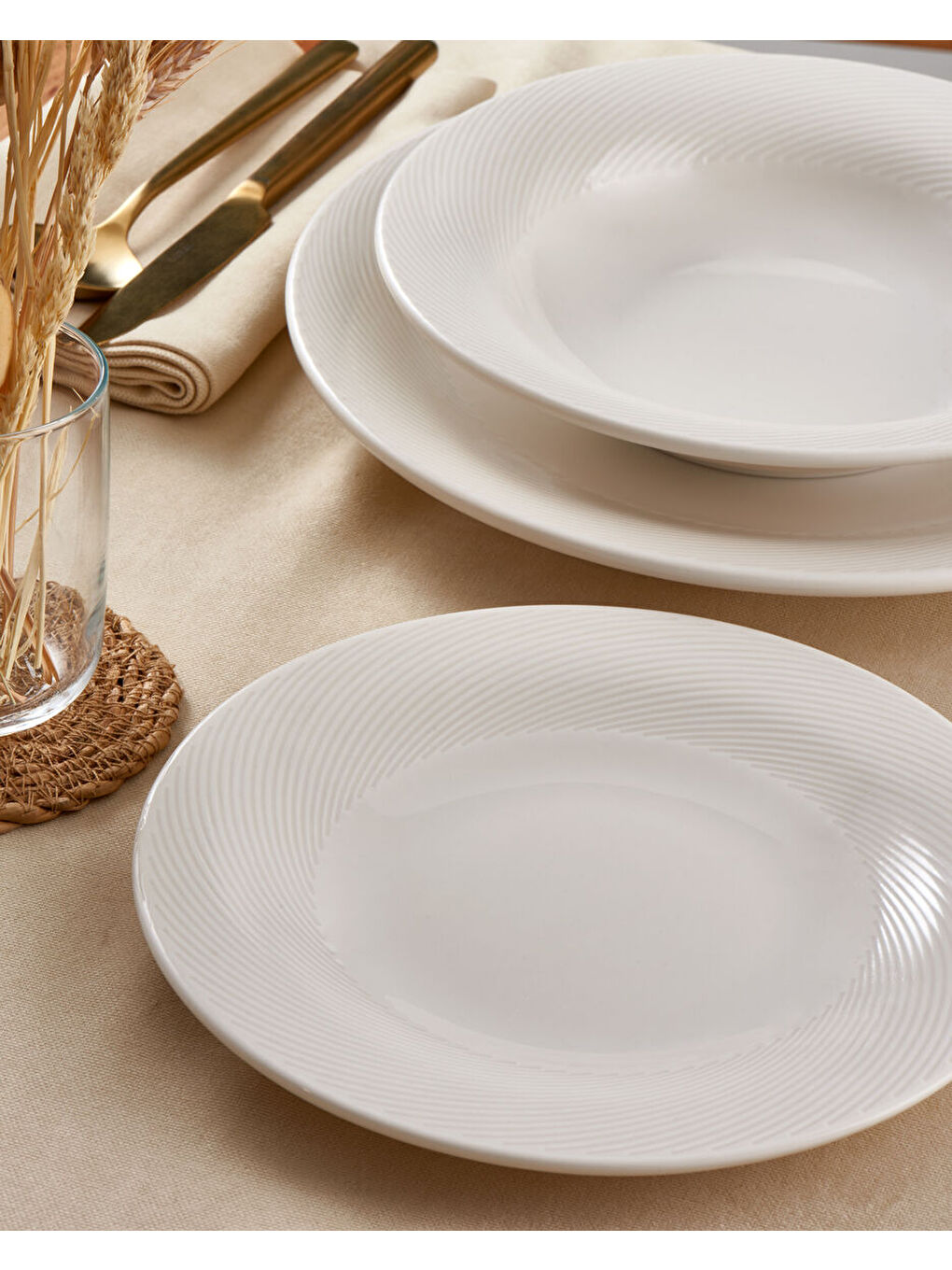 Ekru Selanik 6 Adet 17 cm Tatlı Tabağı