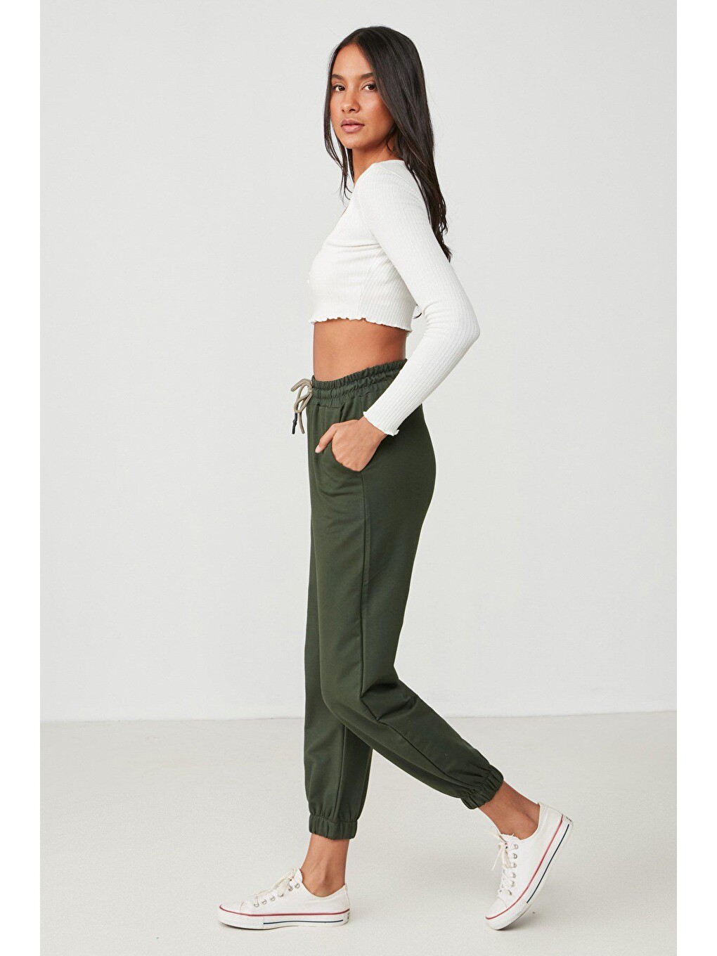 Jogger Lastikli Spor Eşofman Altı 737 Haki-2