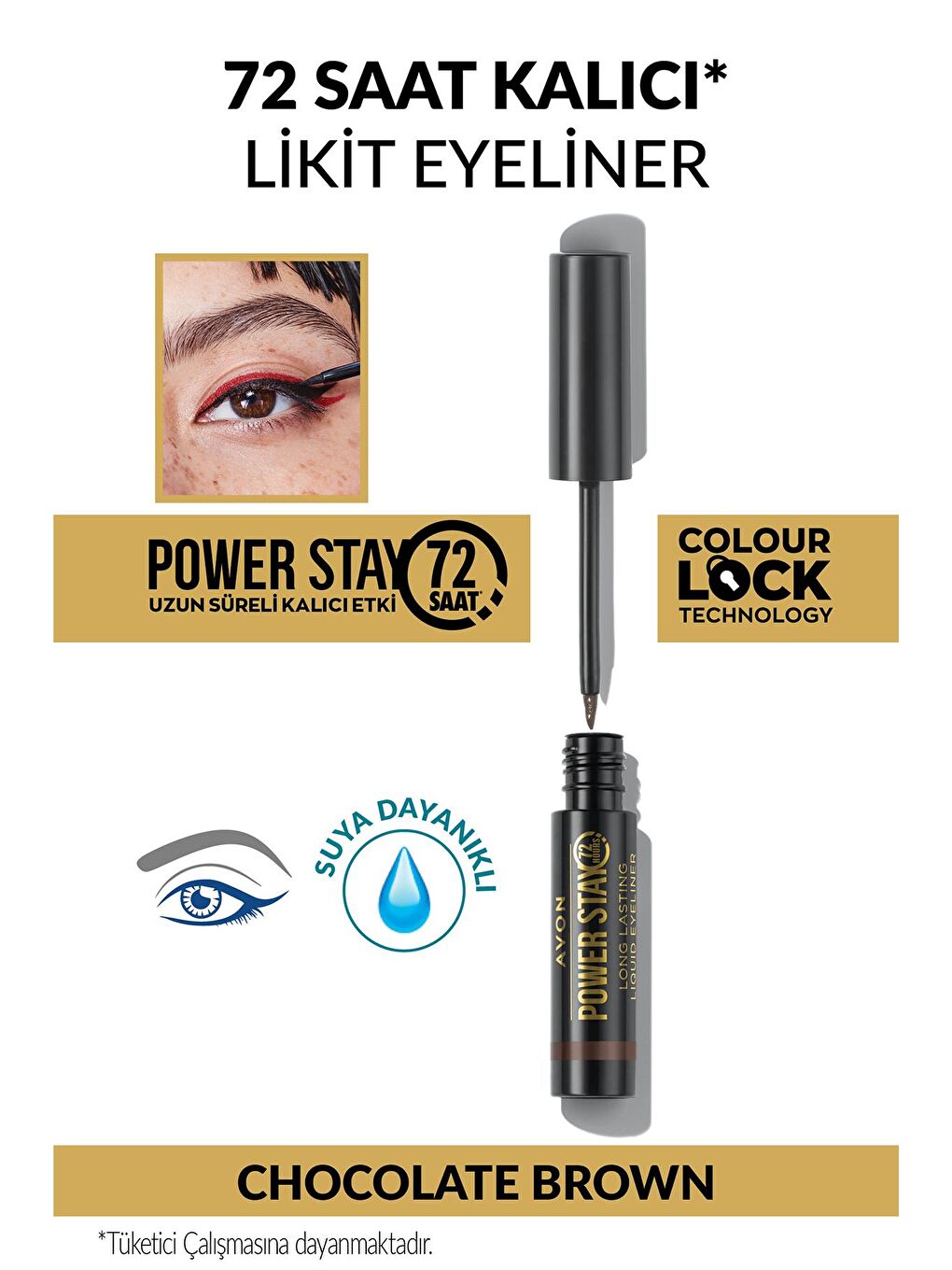 AVON Renksiz Power Stay Uzun Süre Kalıcı Likit Eyeliner Chocolate Brown - 1