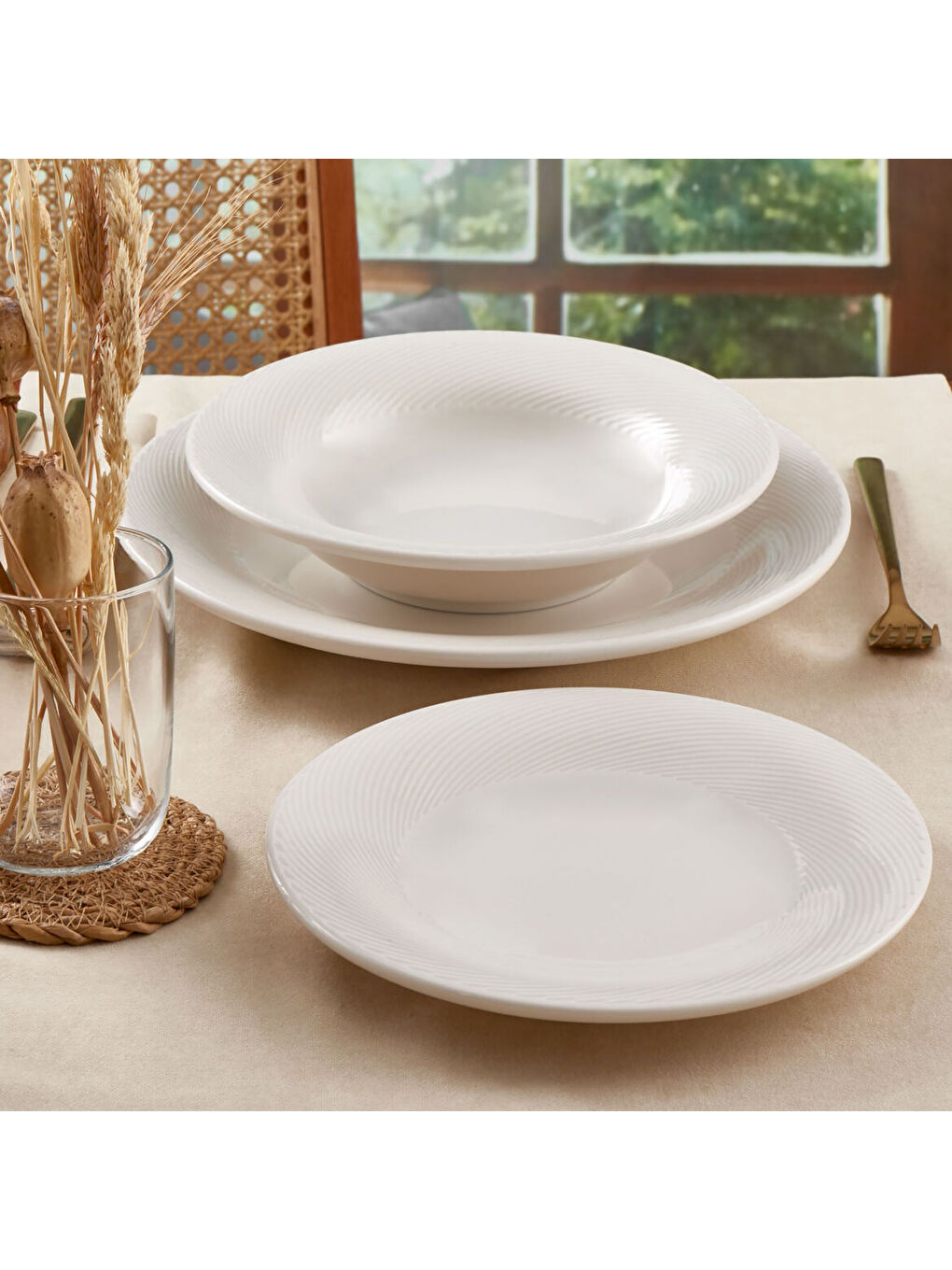 Ekru Selanik 6 Adet 17 cm Tatlı Tabağı