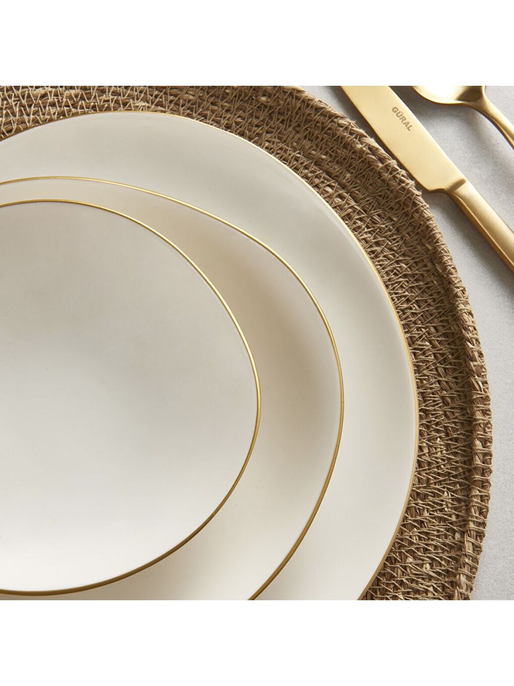Ekru Roden 12 Parça 4 Kişilik Yemek Takımı Gold-1