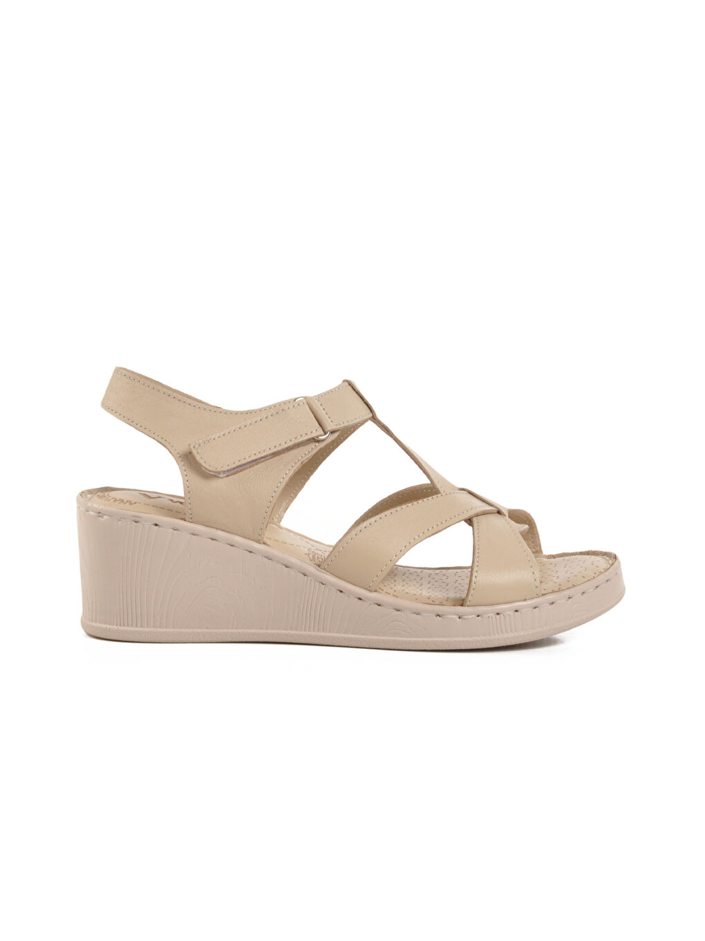 Bej Hakiki Deri Kadın Sandalet 9200 Z