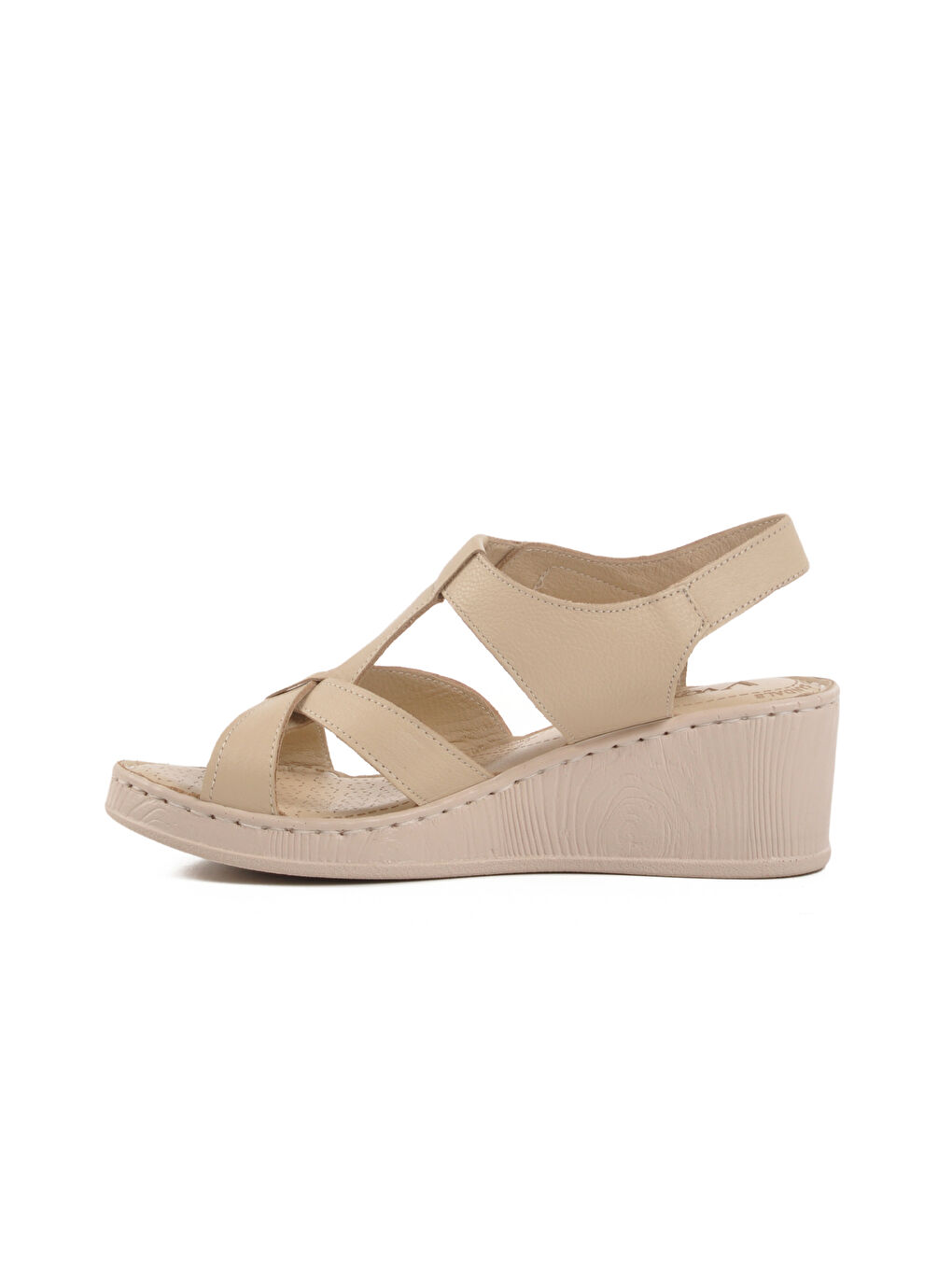 Bej Hakiki Deri Kadın Sandalet 9200 Z-1