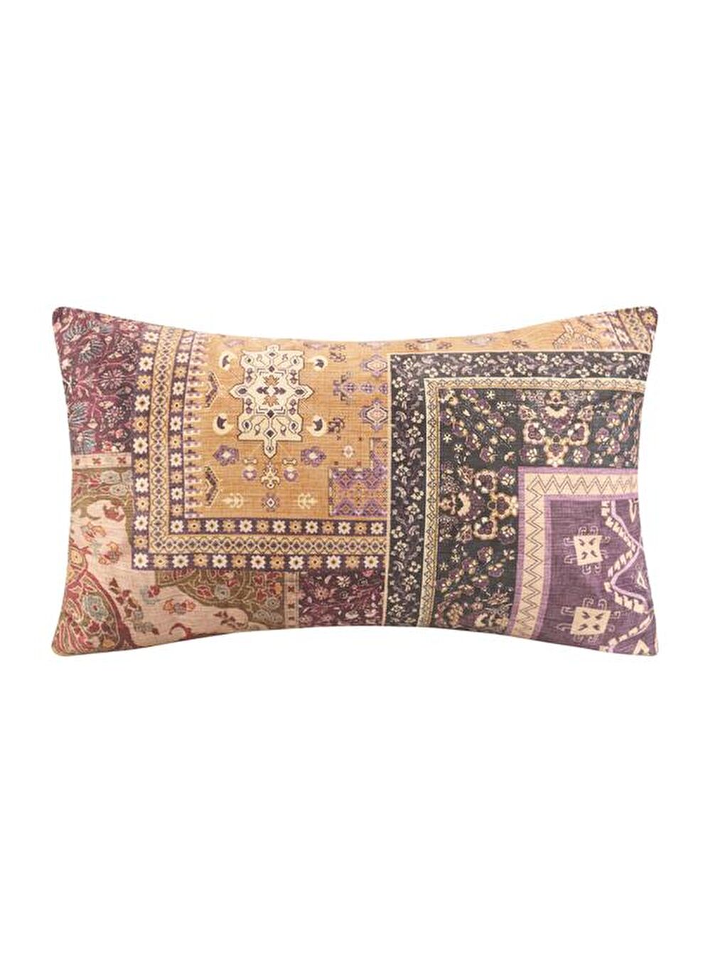 Karışık Soft Patchwork Desenli Kırlent - Renkli - 30x50 cm-1