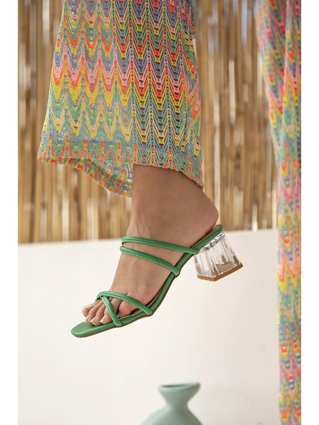 Paul Kadın Topuklu Sandalet Yeşil-1