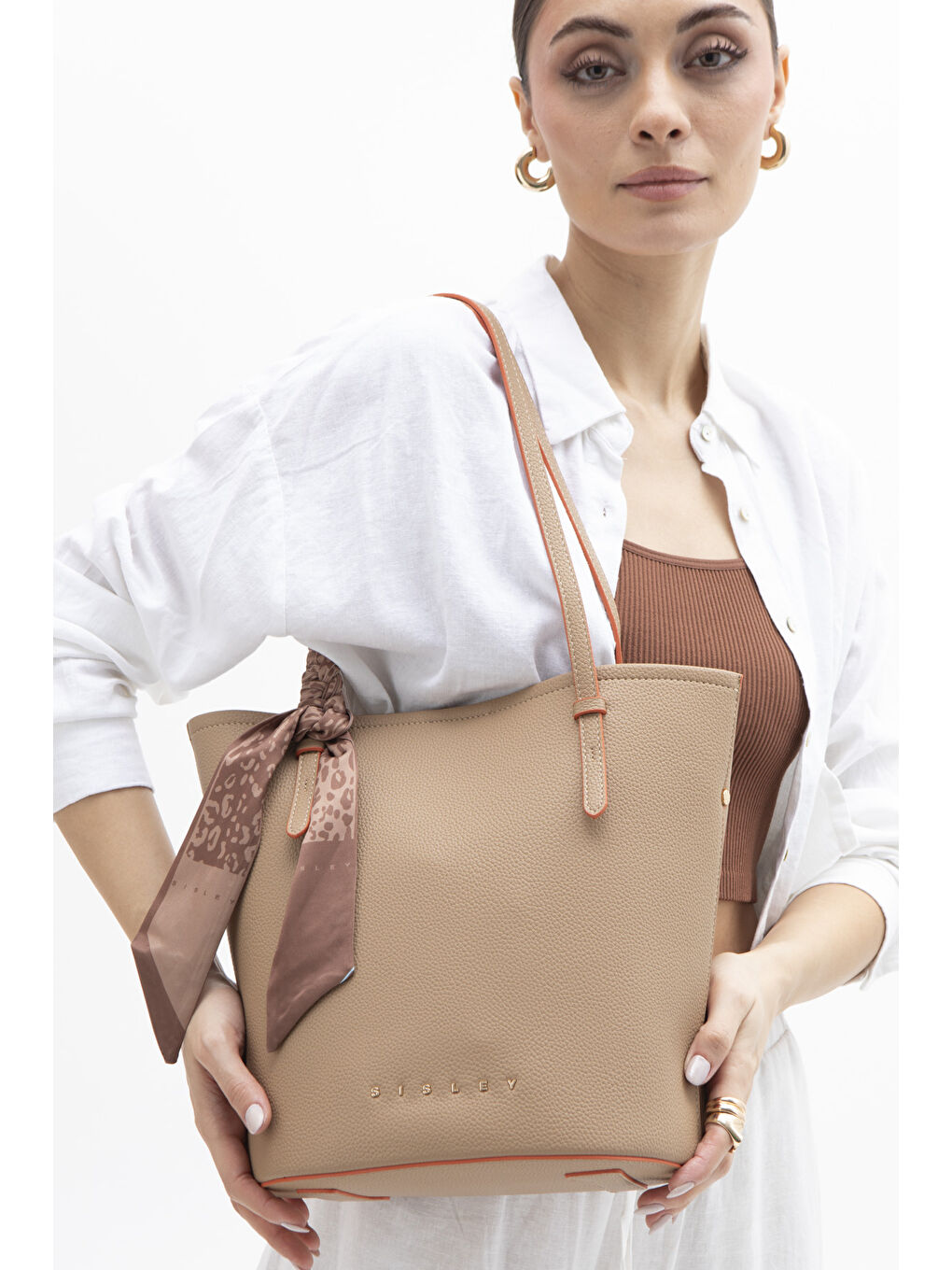Sisley Kahverengi Kadin Kol Çantasi Camel SLY161
