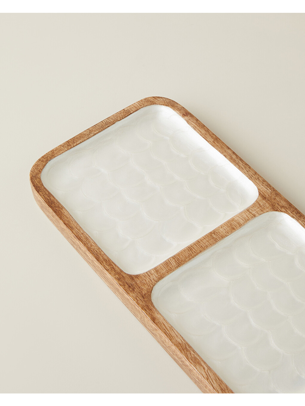 Ekru Perla Mango 3 Bölmeli Sunumluk 42x14x2 Cm Krem-2