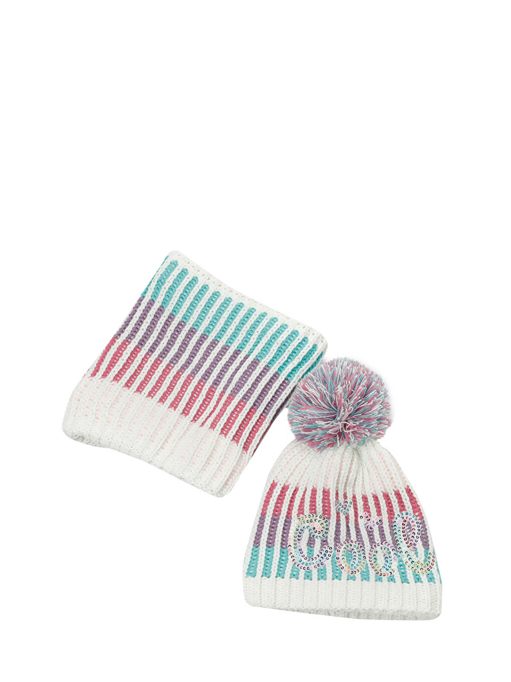 Karışık COOL ATKI BERE SET- G 3PR Çok Renkli Kız Çocuk Atkı Bere