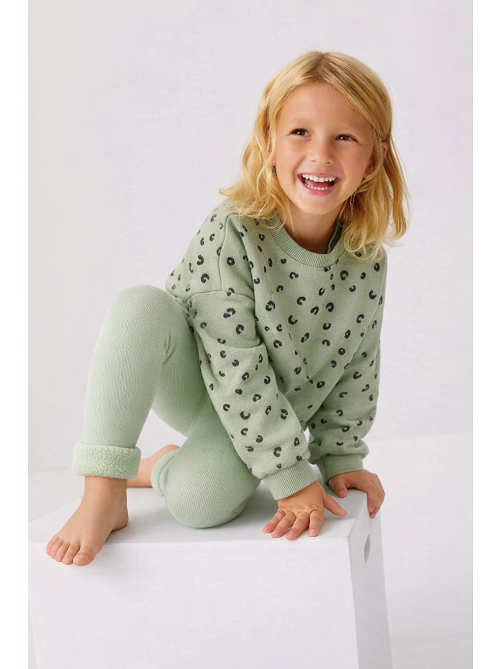 İçi Havlu Çocuk Tayt Açık Yeşil