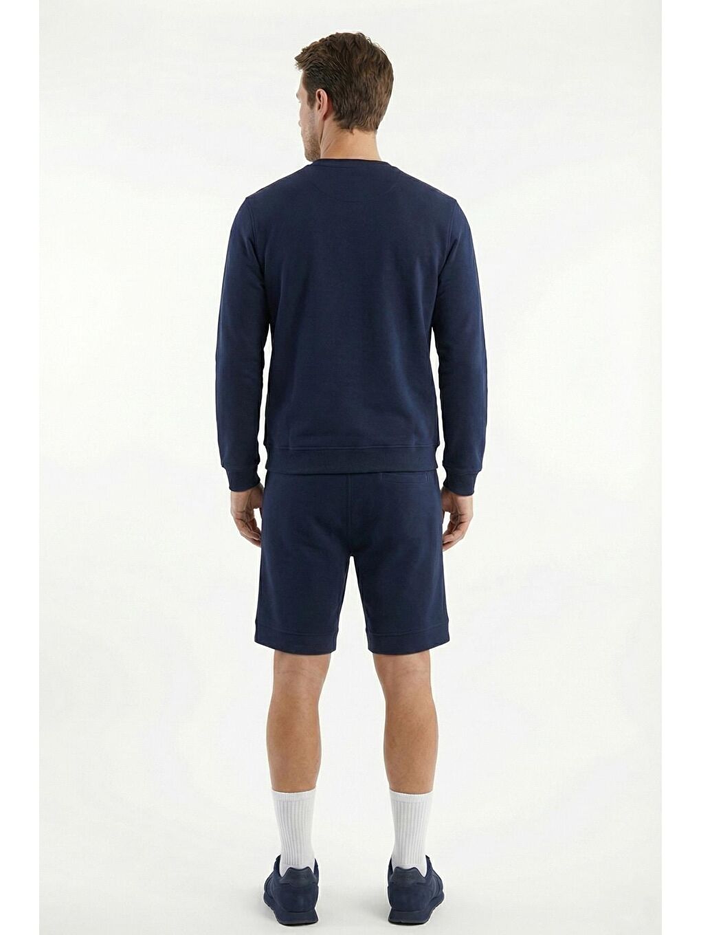 Giotelli Lacivert Uzun Kollu Regular Bisiklet Yaka Alt-Üst Şortlu Takım-1