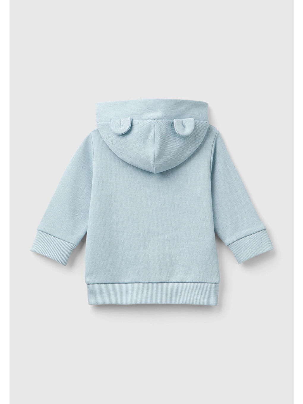 Turkuaz Bebek Su Yeşili Göğsü Tavşan Logosu İşlemeli Kulaklı Kapüşonlu Sweatshirt-1