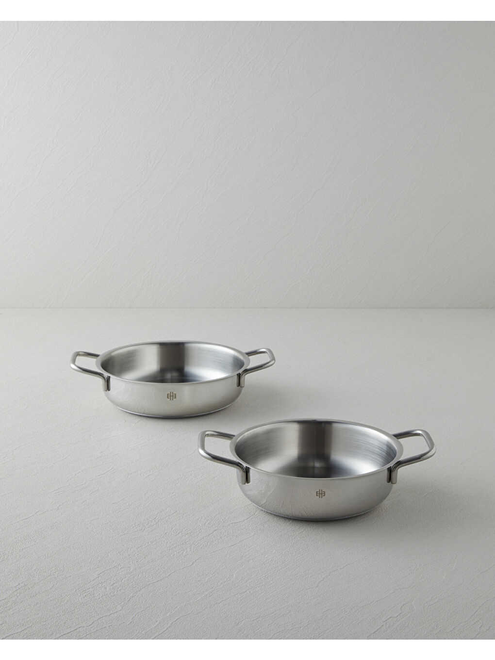 Gri Siena Çelik 2’li Kapaksız Sahan Seti 16-18 cm Silver