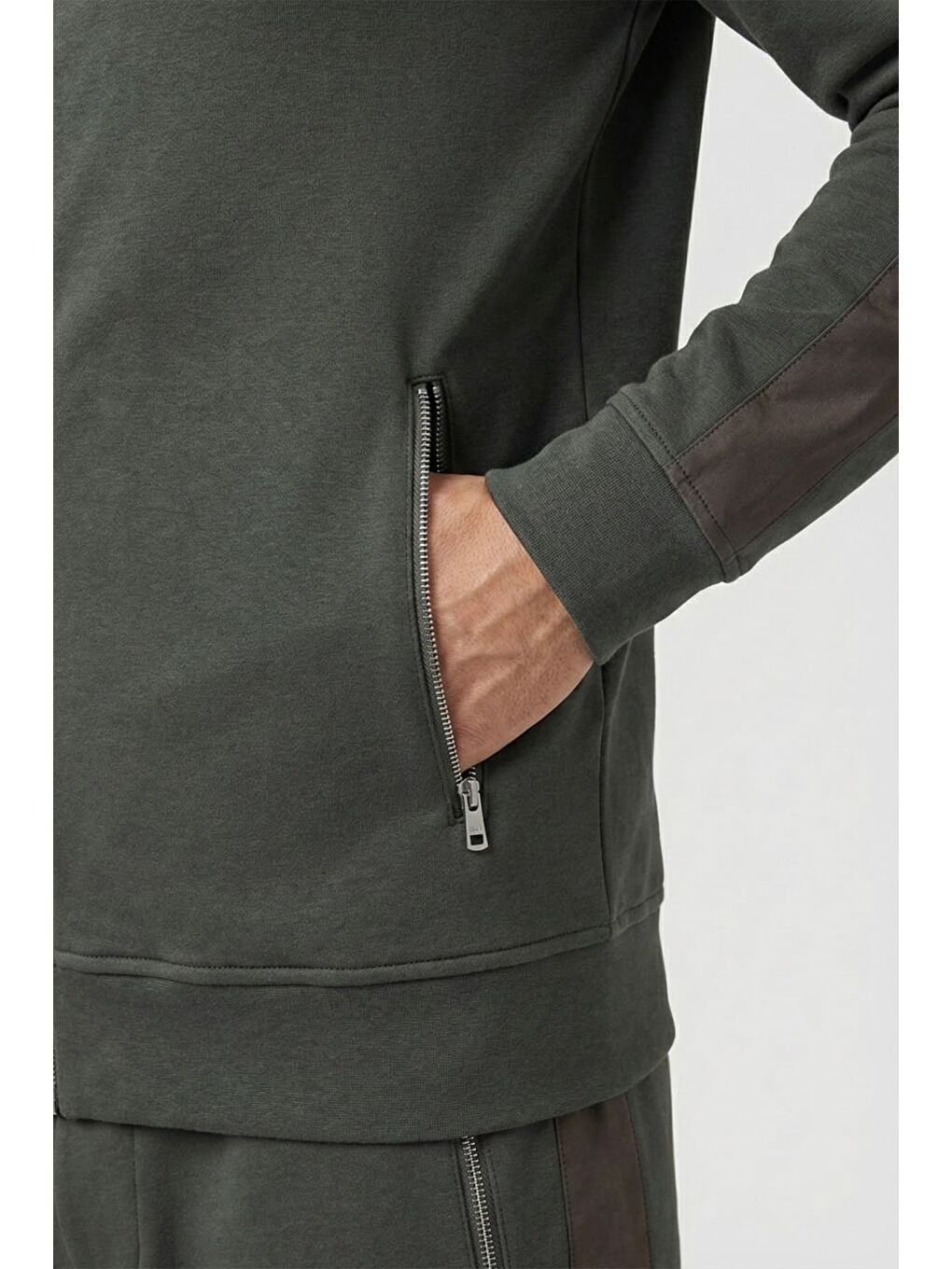 Yeşil Regular Fit Fermuarlı Yarım Balıkçı Yaka Erkek Eşofman Takımı-2