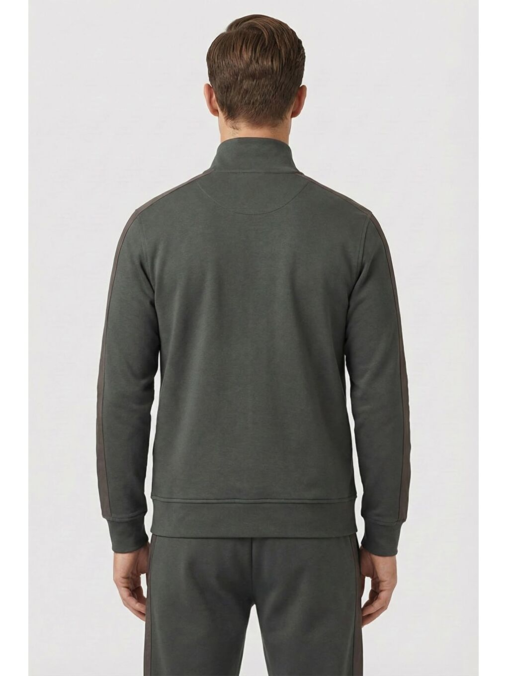 Yeşil Regular Fit Fermuarlı Yarım Balıkçı Yaka Erkek Eşofman Takımı-3