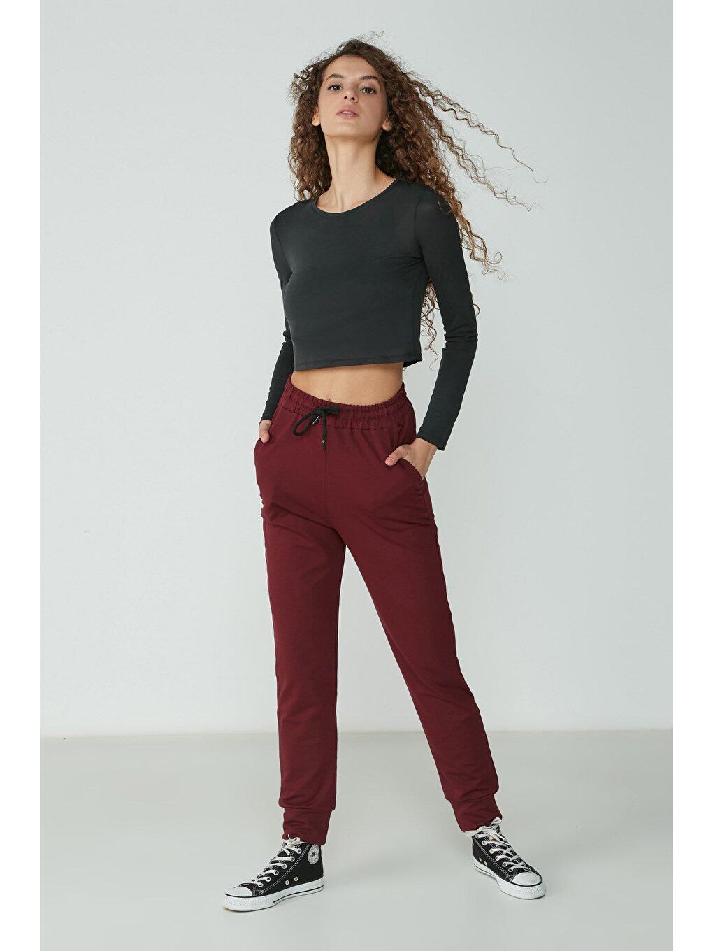 C&City Bordo Jogger Manşet Spor Eşofman Altı 735 Bordo