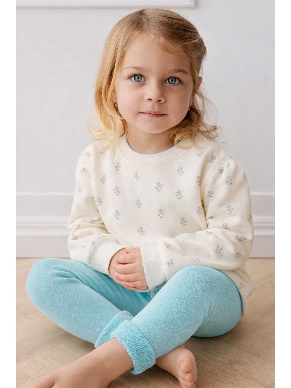 İçi Havlu Çocuk Tayt Turkuaz