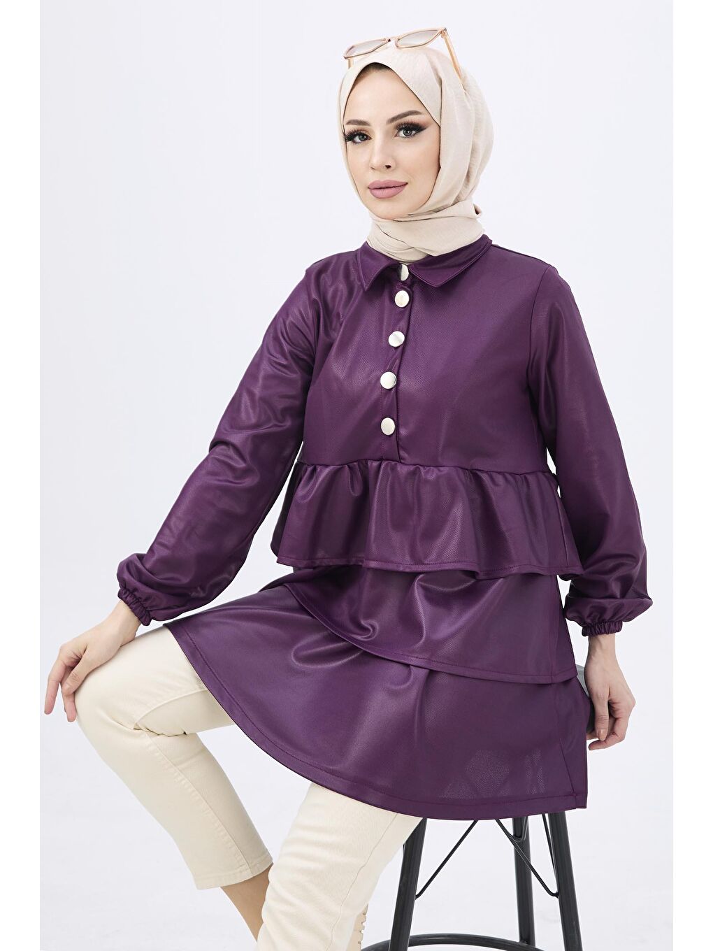 Gömlek Kadın Mor Tunik - 12011