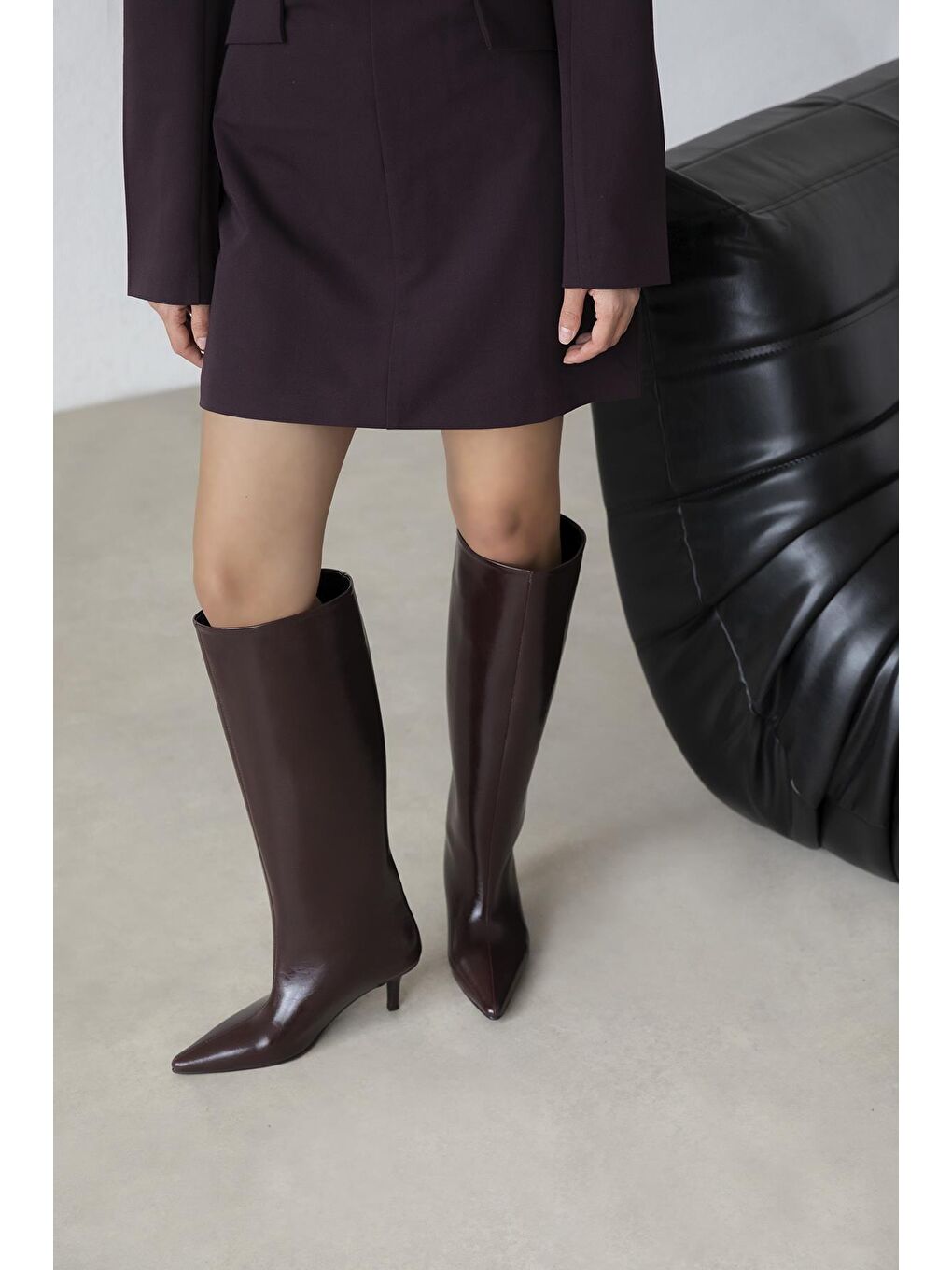 Marlon Kadın Kırışık Deri Çizme Bordo-1