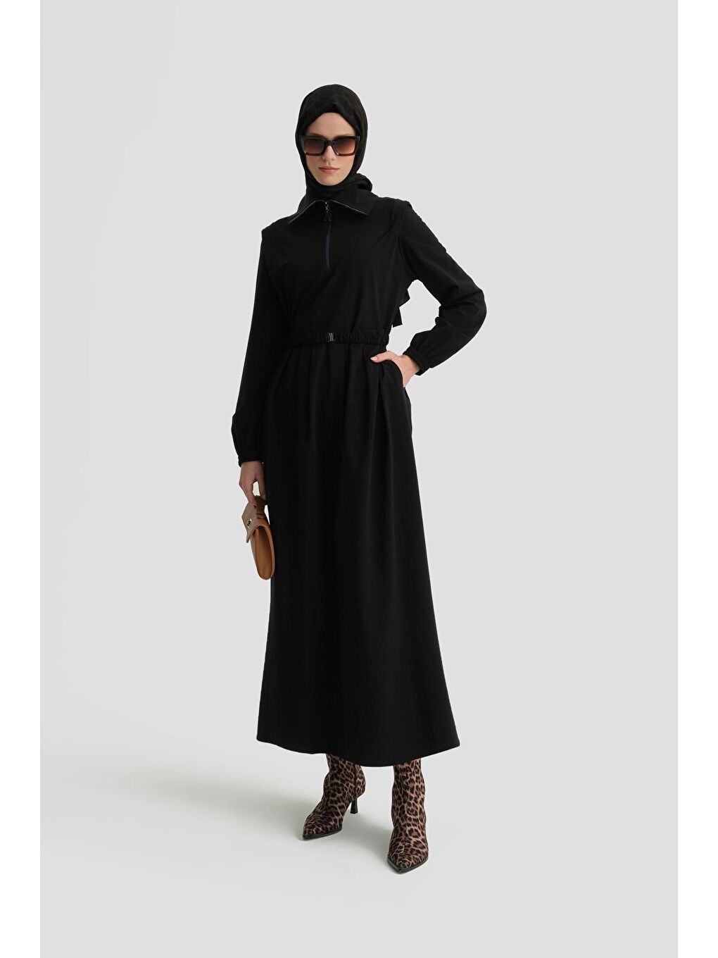 Tokalı Ve Fermuarlı Spor Elbise 24K9910 Lacivert-1