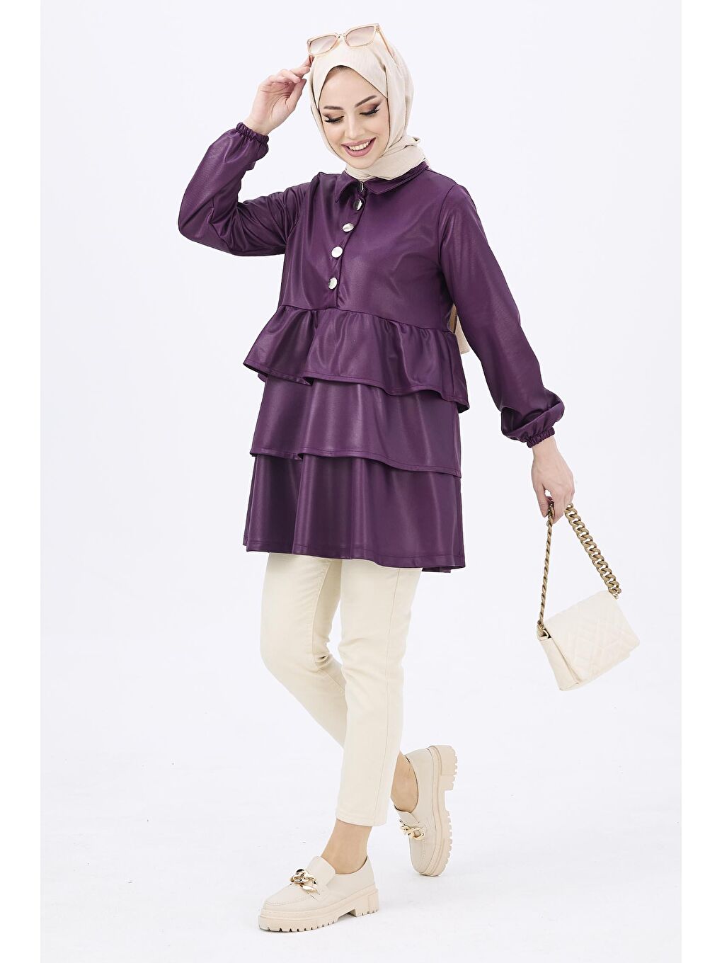Gömlek Kadın Mor Tunik - 12011-1