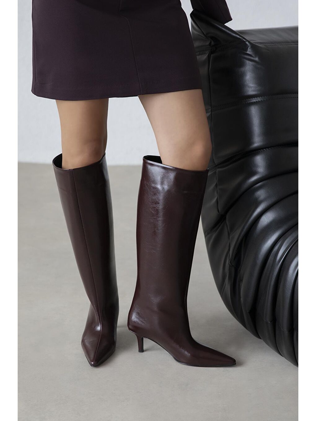 Marlon Kadın Kırışık Deri Çizme Bordo-3