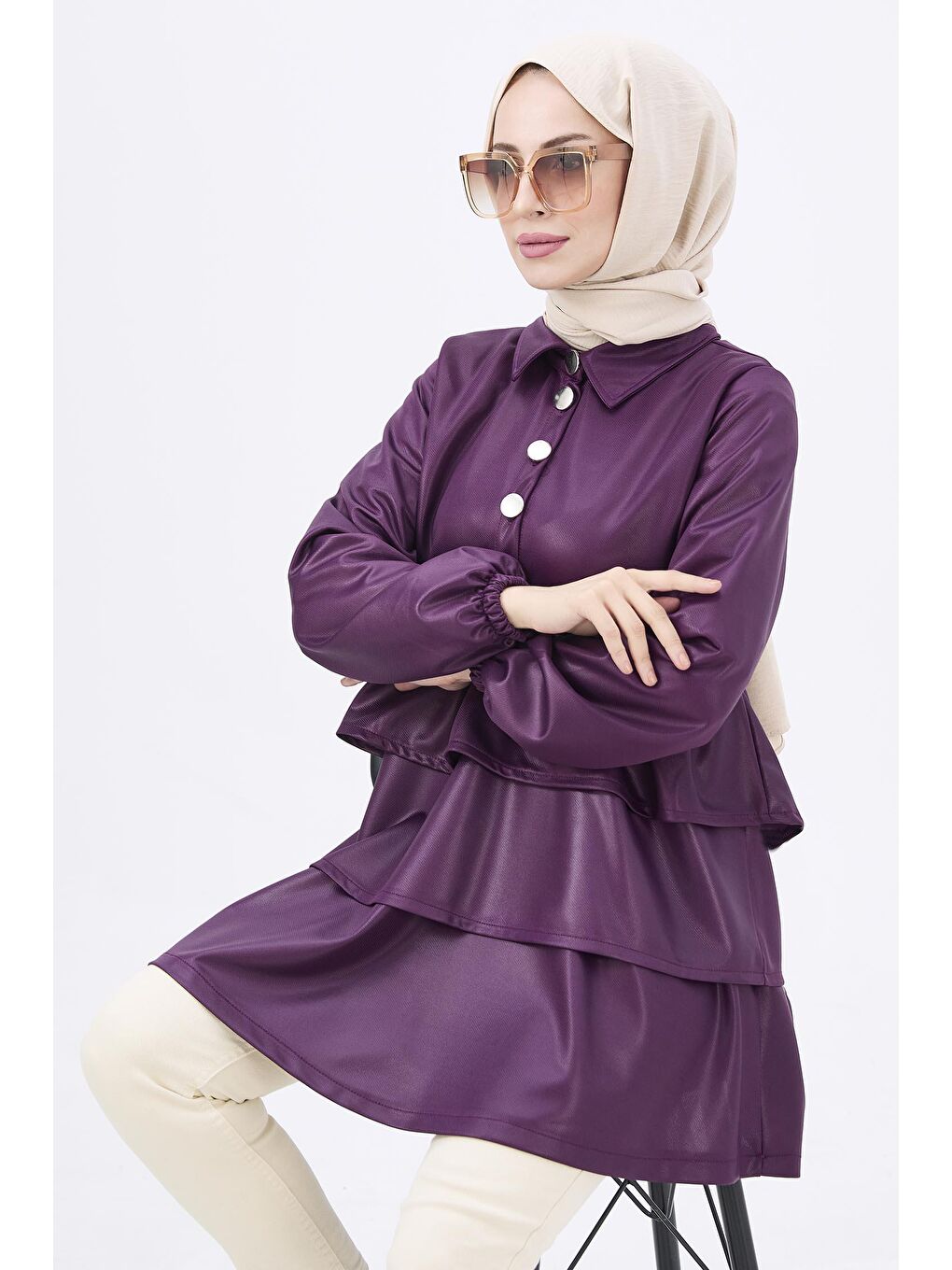 Gömlek Kadın Mor Tunik - 12011-2