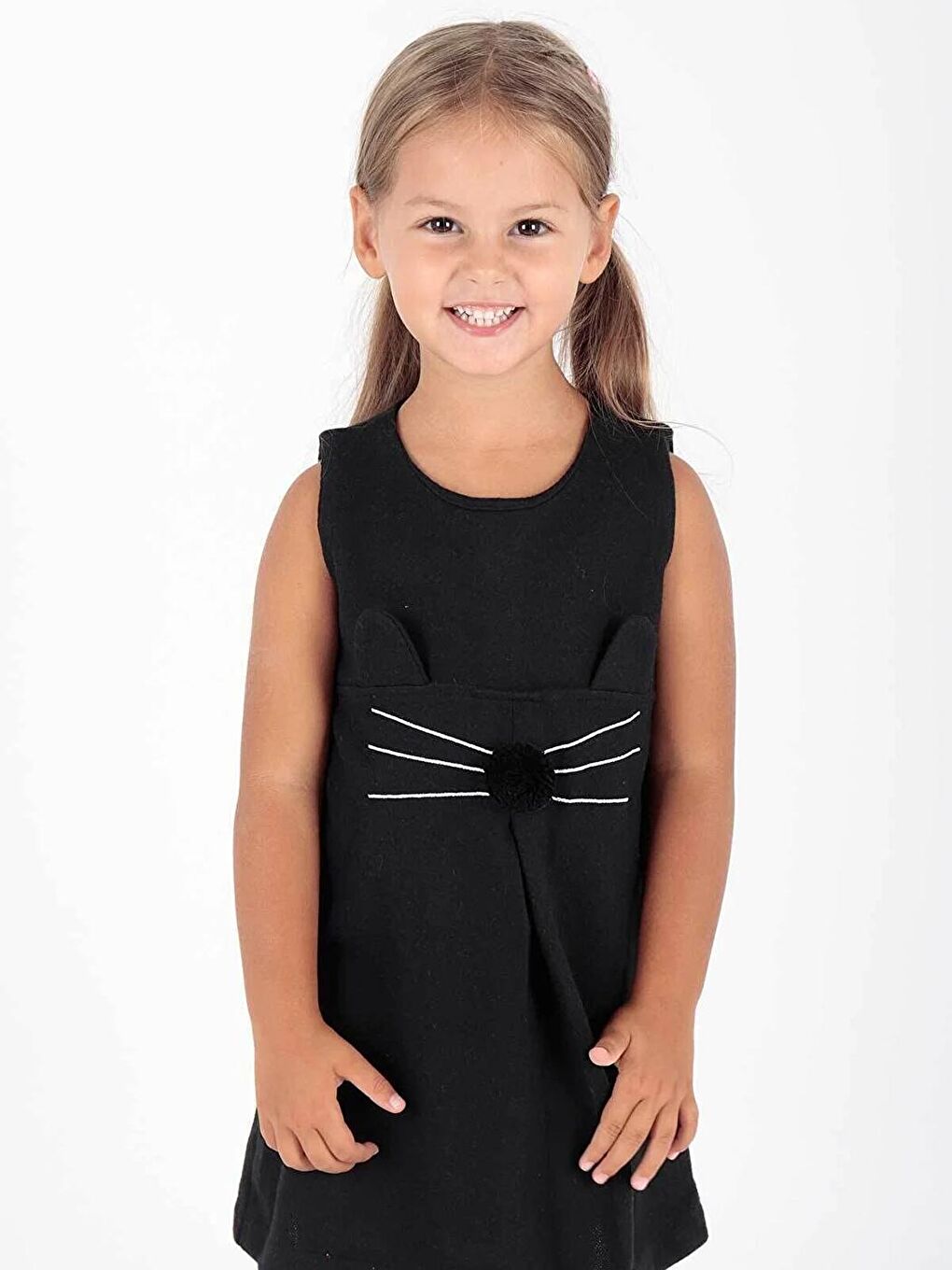 Siyah Ahenk Kids Ak520566 Kız Kedi Baskılı Elbise