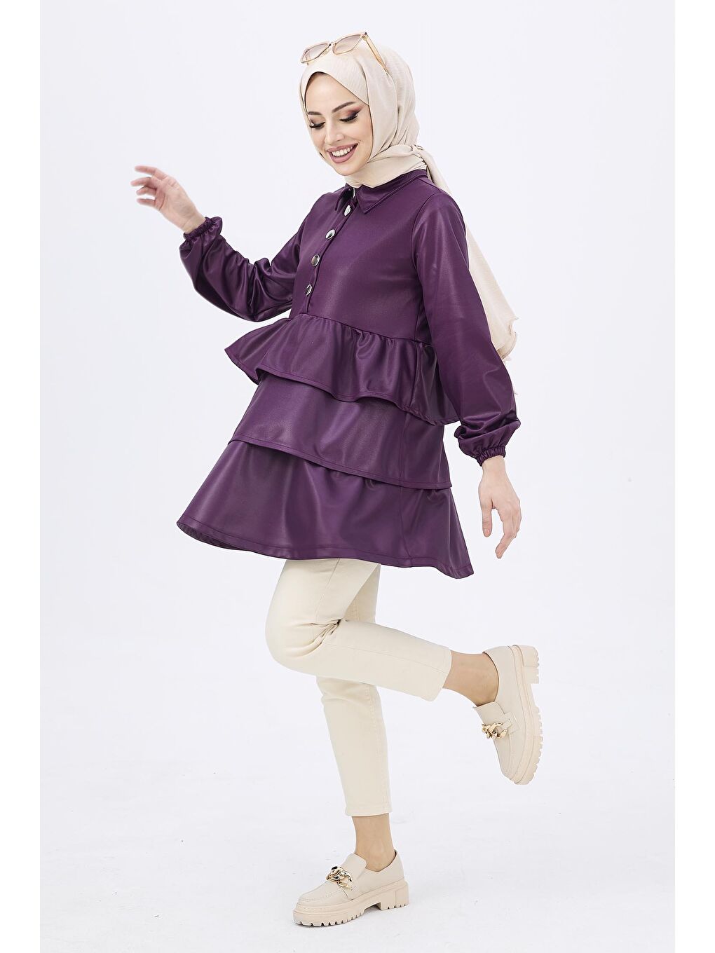 Gömlek Kadın Mor Tunik - 12011-3