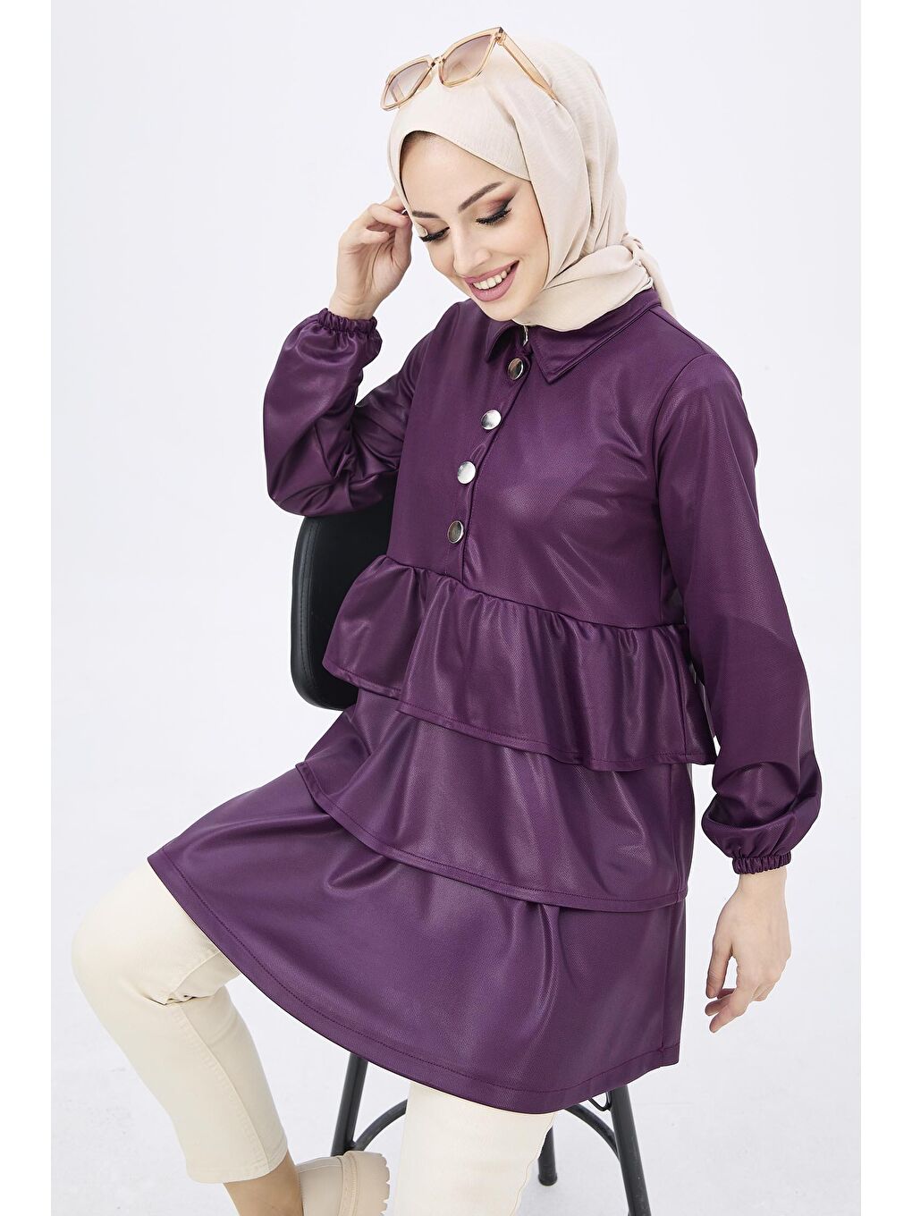 Gömlek Kadın Mor Tunik - 12011-4