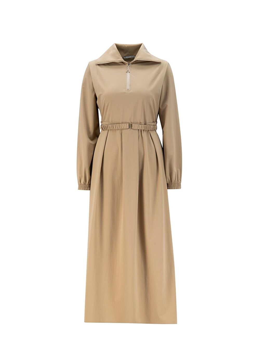 Tokalı Ve Fermuarlı Spor Elbise 24K9910 Bej-5