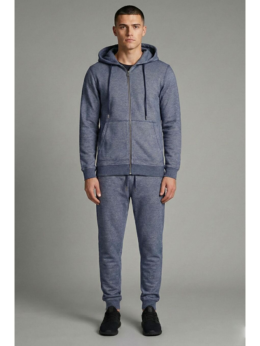 Giotelli Erkek Lacivert Standart Fit Pamuklu Kapüşonlu Eşofman Takımı