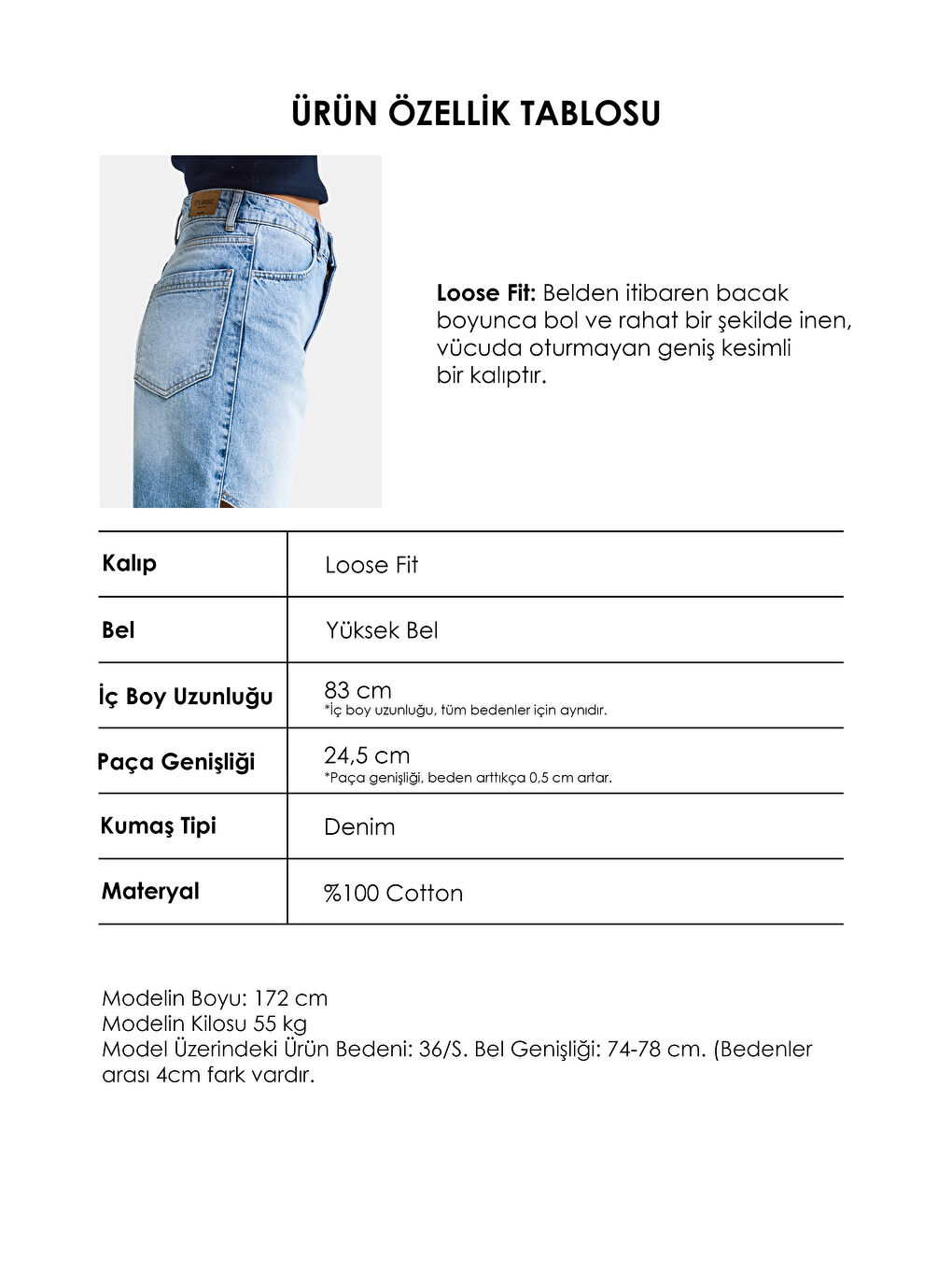 Kadın Mavi 4s6-27 Loose Fit %100 Pamuk Özel Tasarım Denim Jean-4