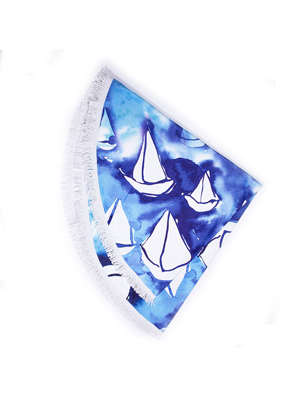 Mavi Yelken Yuvarlak Plaj Havlusu-2