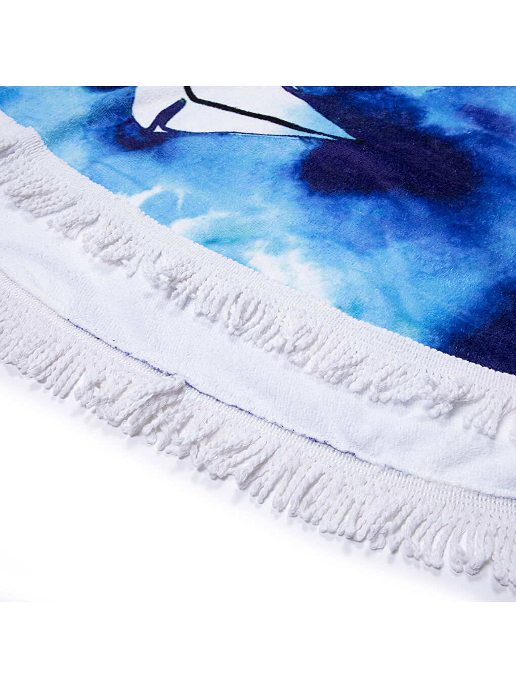 Mavi Yelken Yuvarlak Plaj Havlusu-3