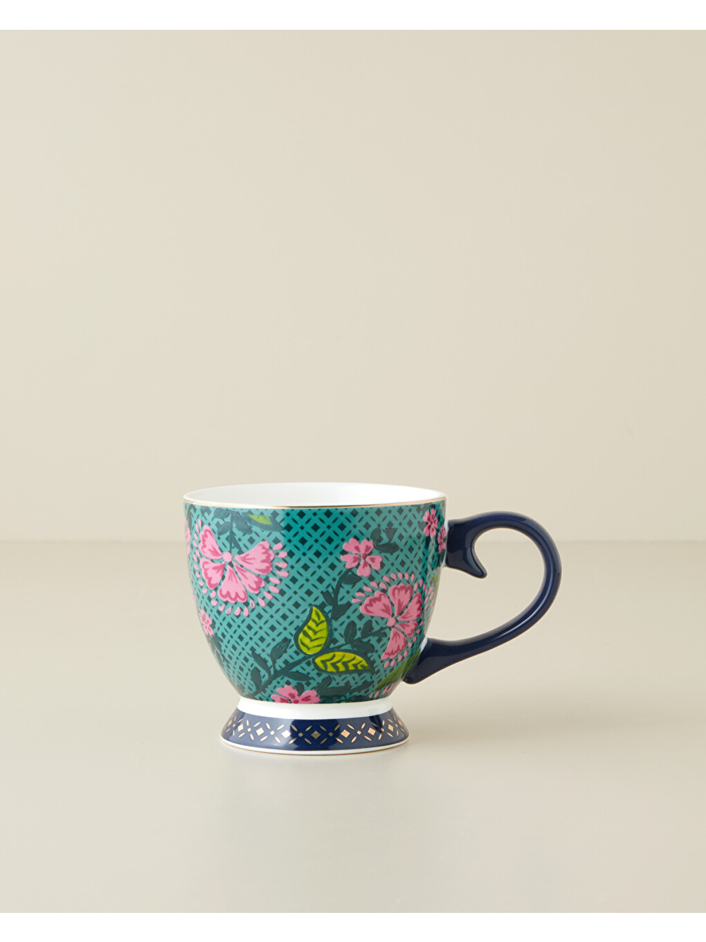 Loreva New Bone China Kupa 460 Ml Yeşil-pembe-1