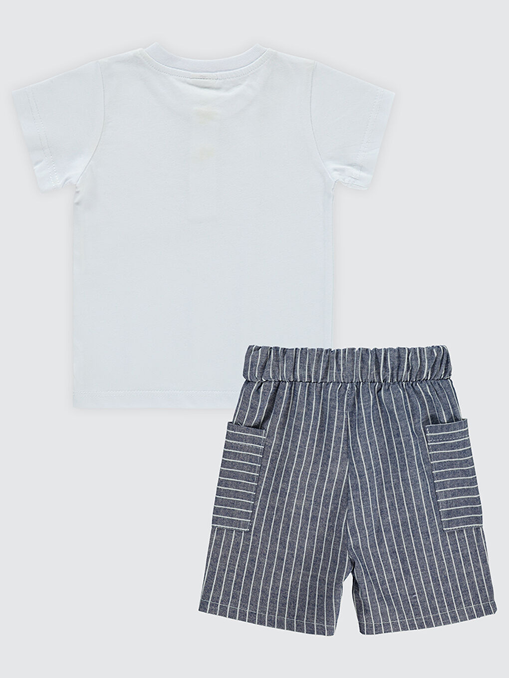 Baby Erkek Bebek Şortlu Takım 6-18 Ay Ekru-Lacivert-1