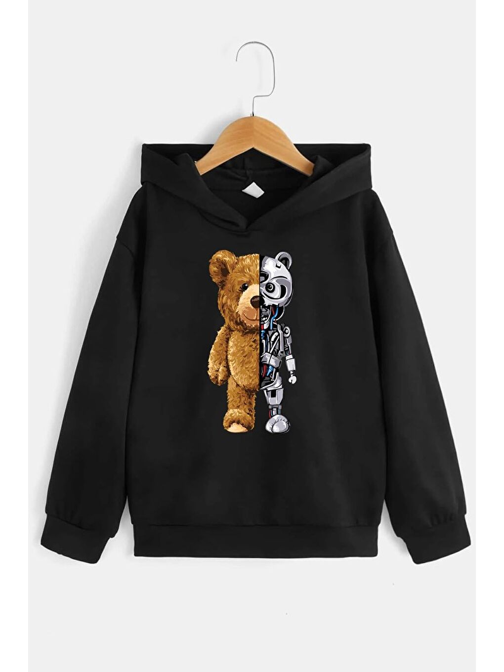 uyguntarz Siyah Çocuk Robobear Baskılı Sweatshirt