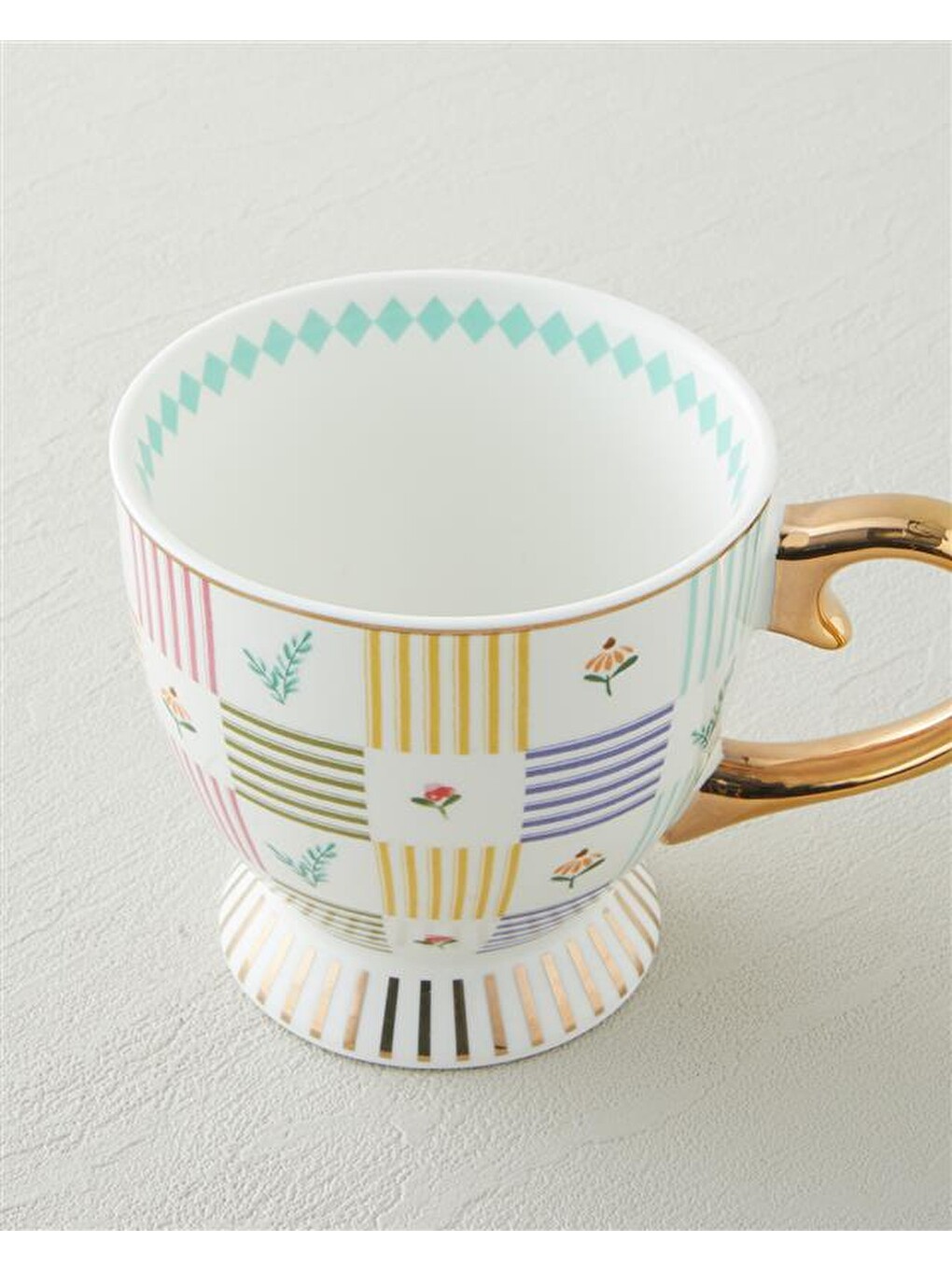 Beyaz Bright Ophelia New Bone China Kupa 460 Ml Renkli-2