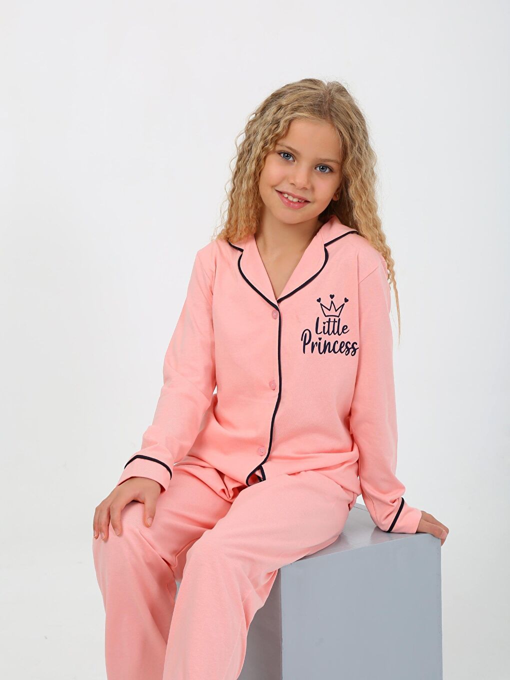 Vitmo Pembe Kız Çocuk Uzun Kollu %100 Pamuklu Pijama Takımı Little Princess