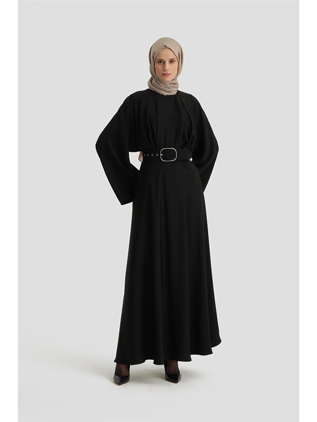 Kalın Kemerli Elbise 24K9905 Siyah