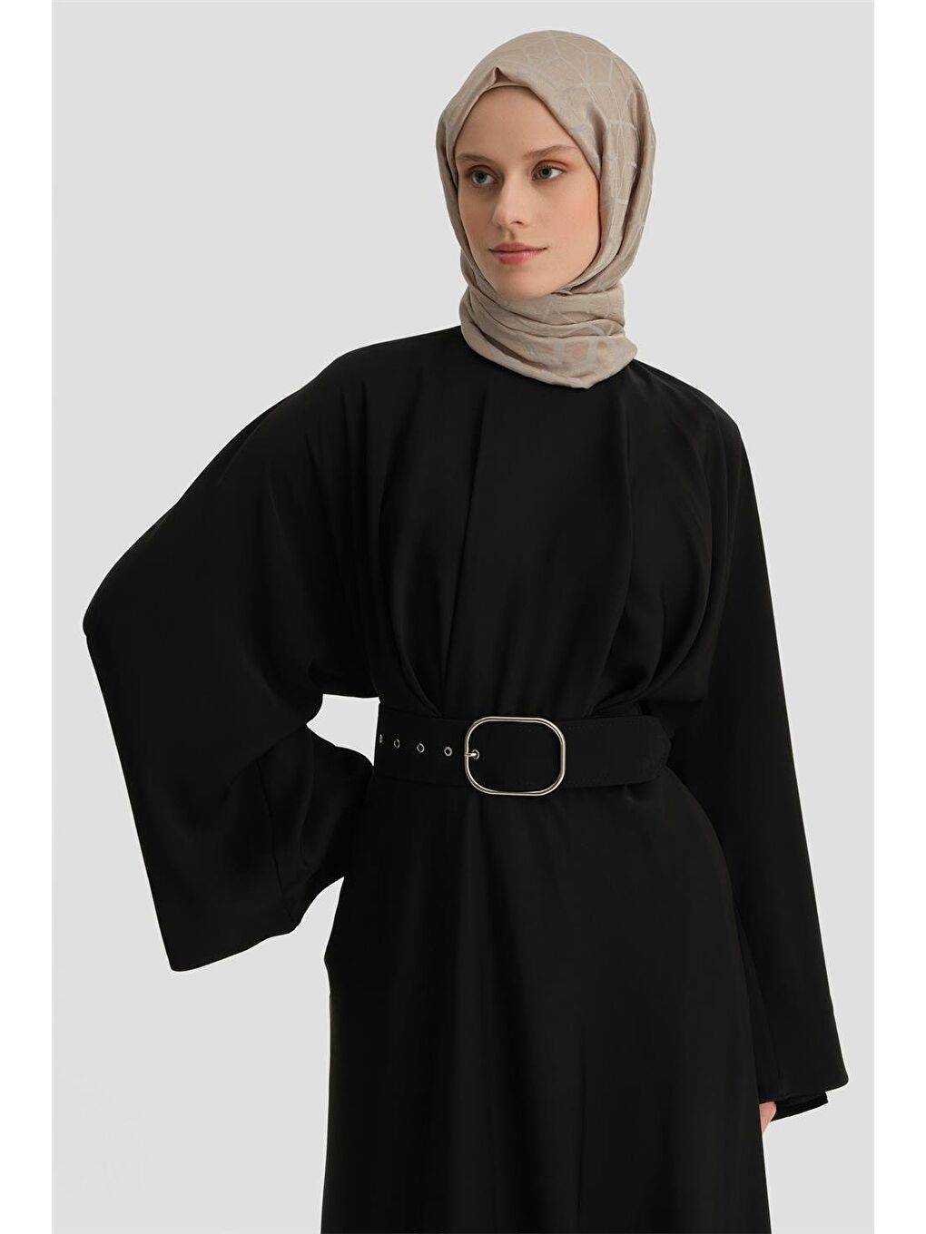 Kalın Kemerli Elbise 24K9905 Siyah-1