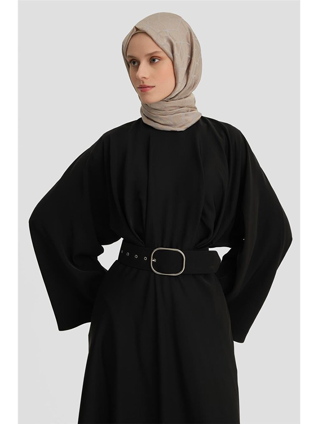 Kalın Kemerli Elbise 24K9905 Siyah-2